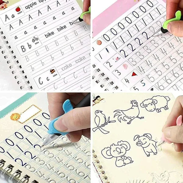 ✨Handwriting Practice Copybook📚, (4 Book + 1 Pen+ 10 Refill +1 Grip)✍